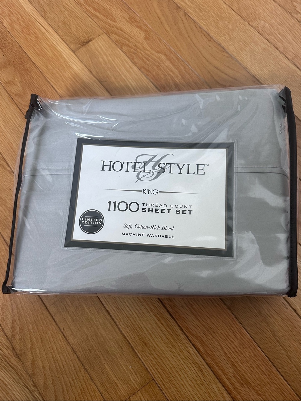 King 1100-Thread Flat Sheet - Light Gray